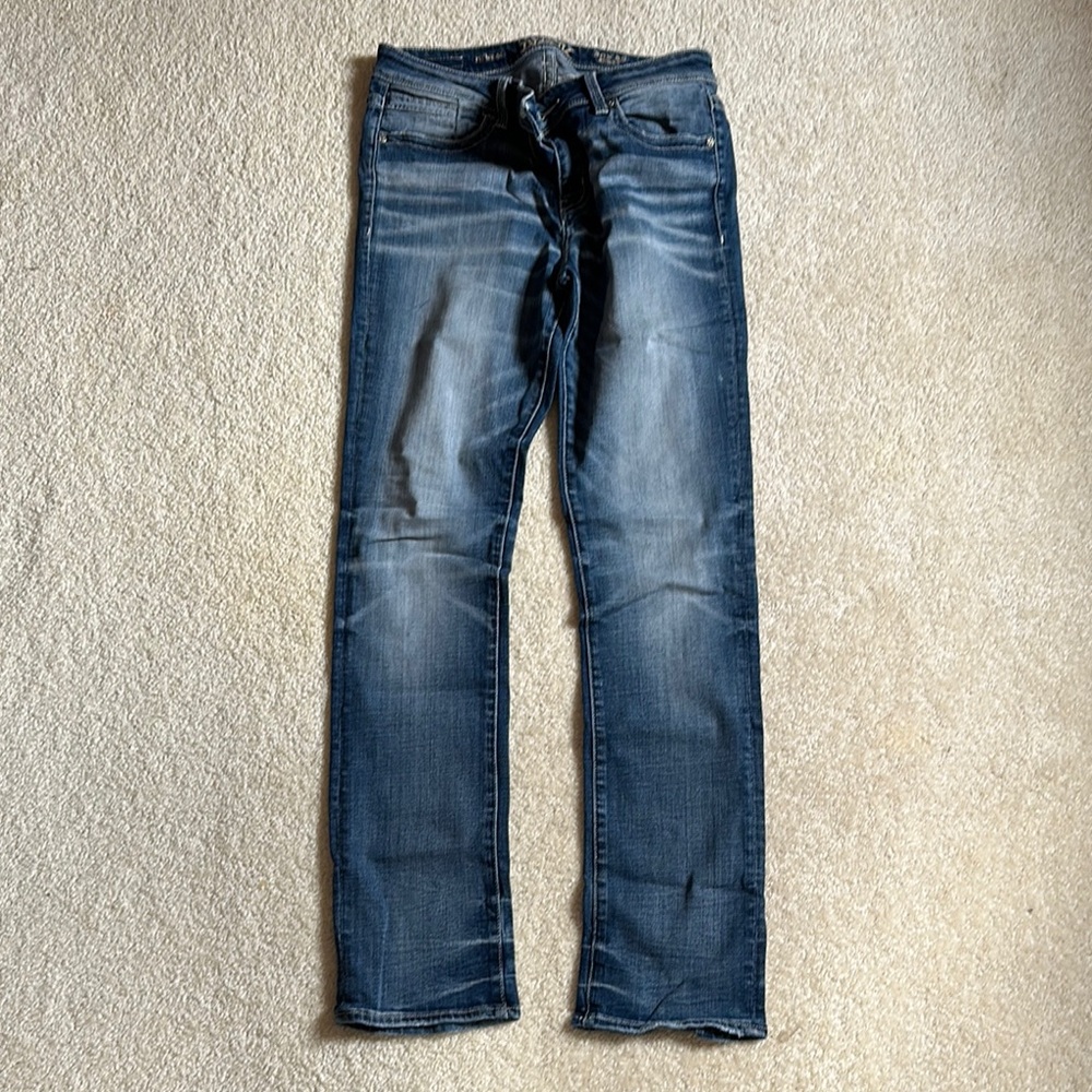 Buckle Blue Skinny Jeans with Faded Details